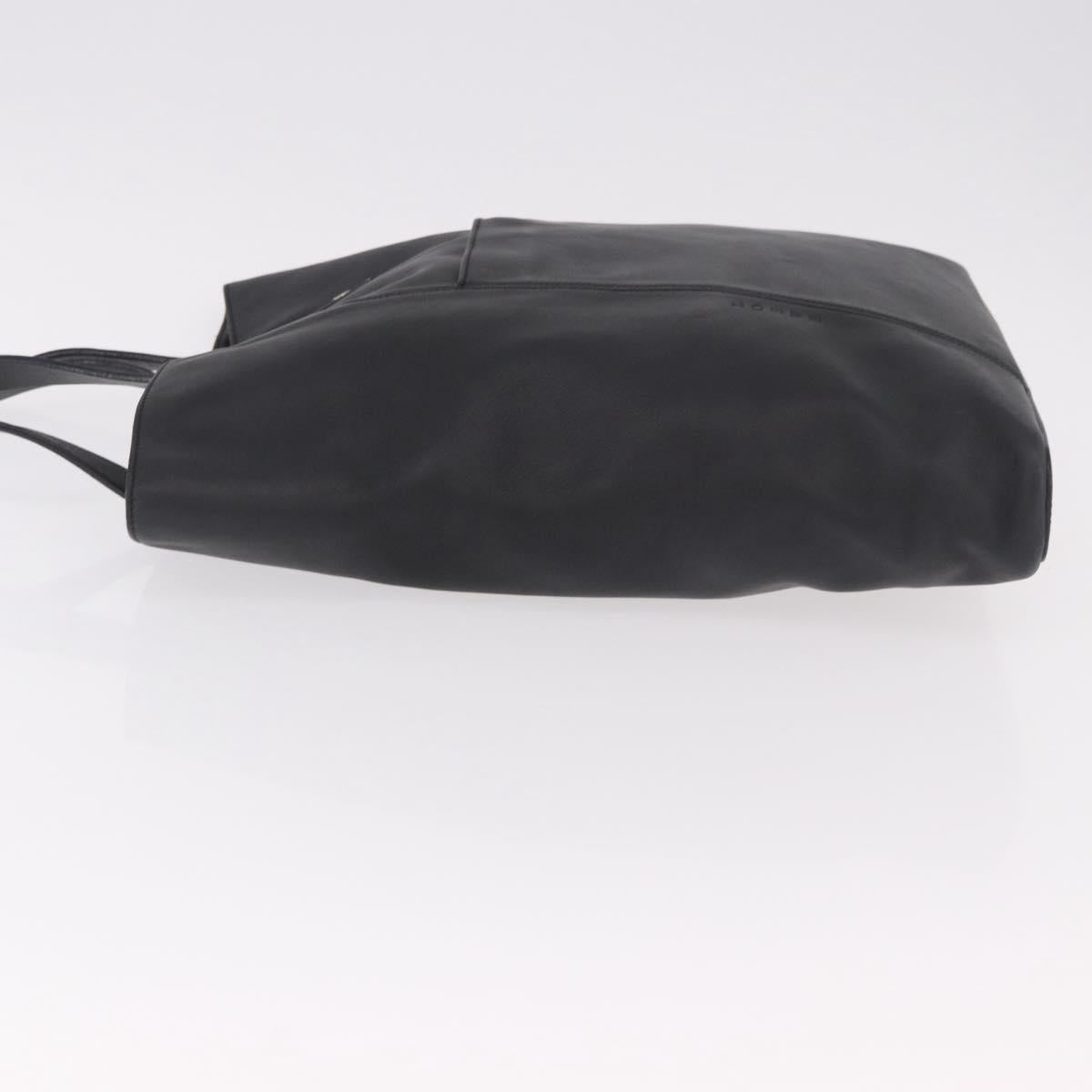 LOEWE Tote Bag Leather Black Silver Auth bs35687