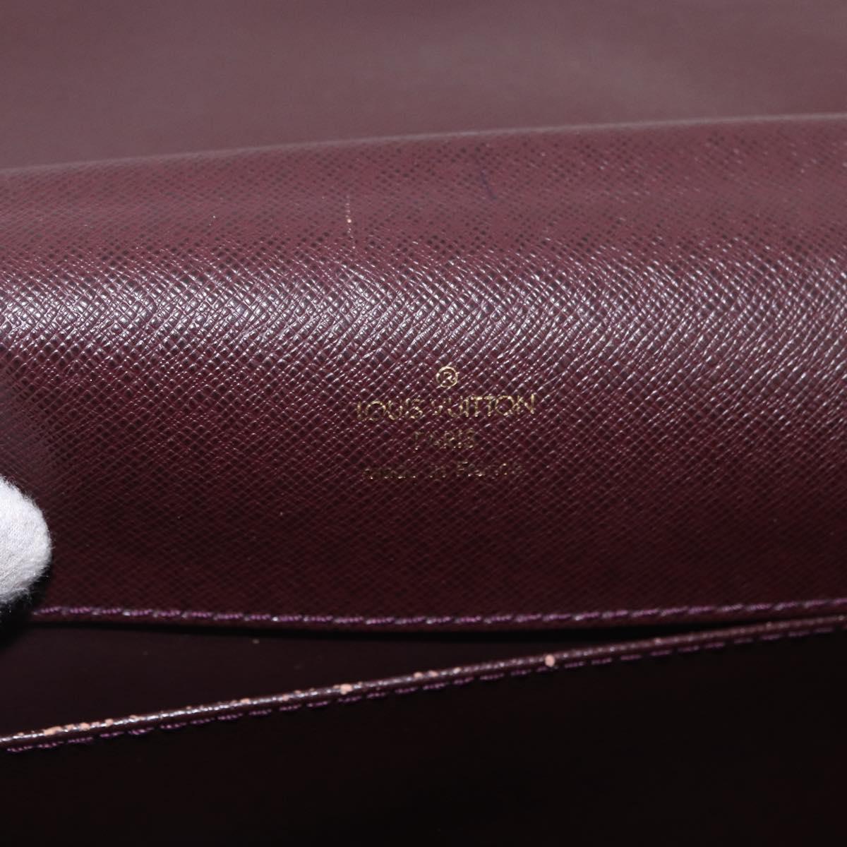 LOUIS VUITTON Taiga Porte Documents Angara Bag Acajou M30776 Auth bs35692