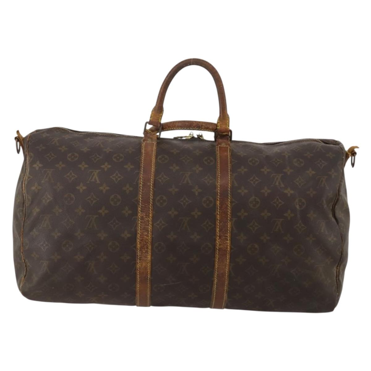 LOUIS VUITTON Monogram Keepall Bandouliere 55 Boston Bag M41414 LV Auth bs35693
