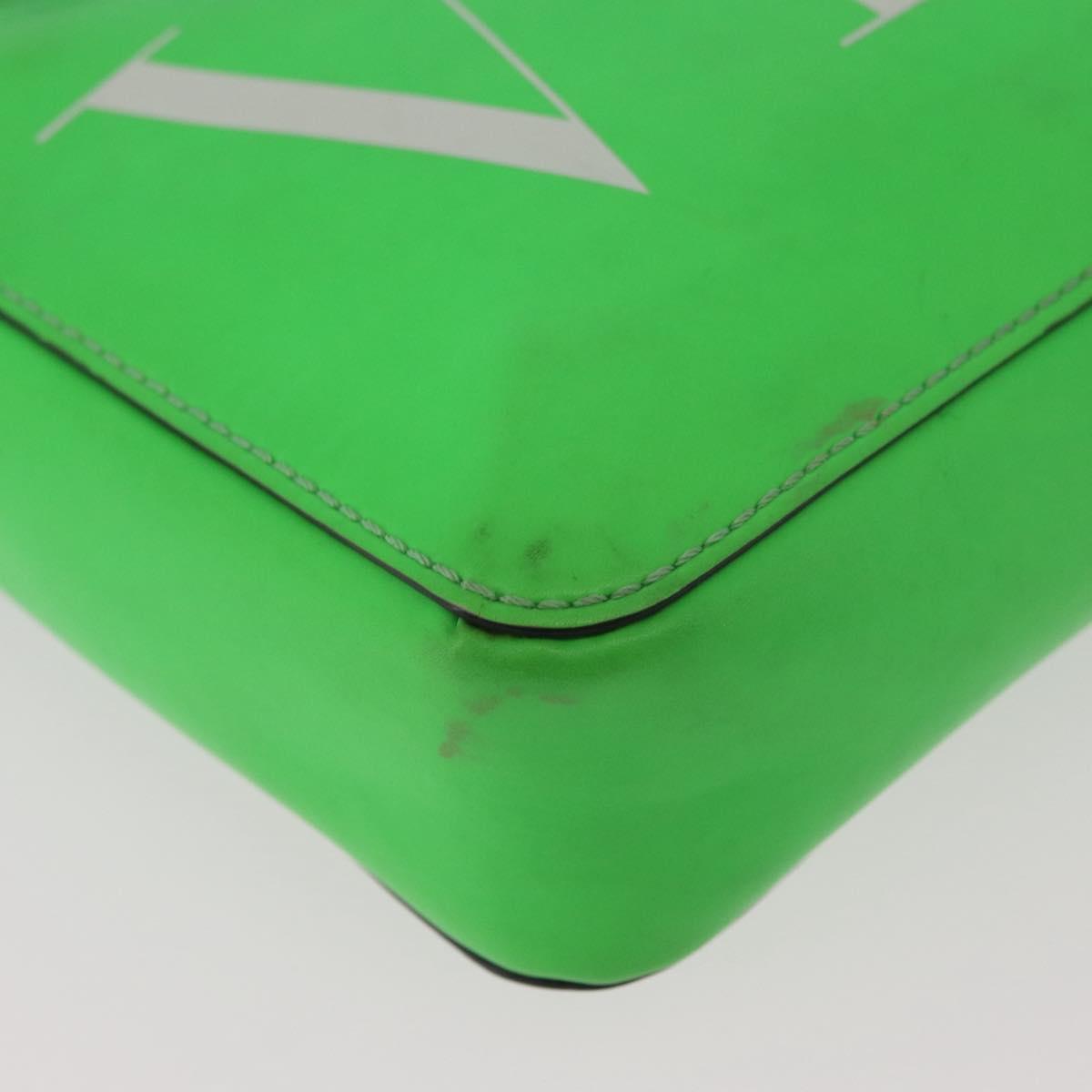 VALENTINO Shoulder Bag Leather Green Silver Auth bs35697