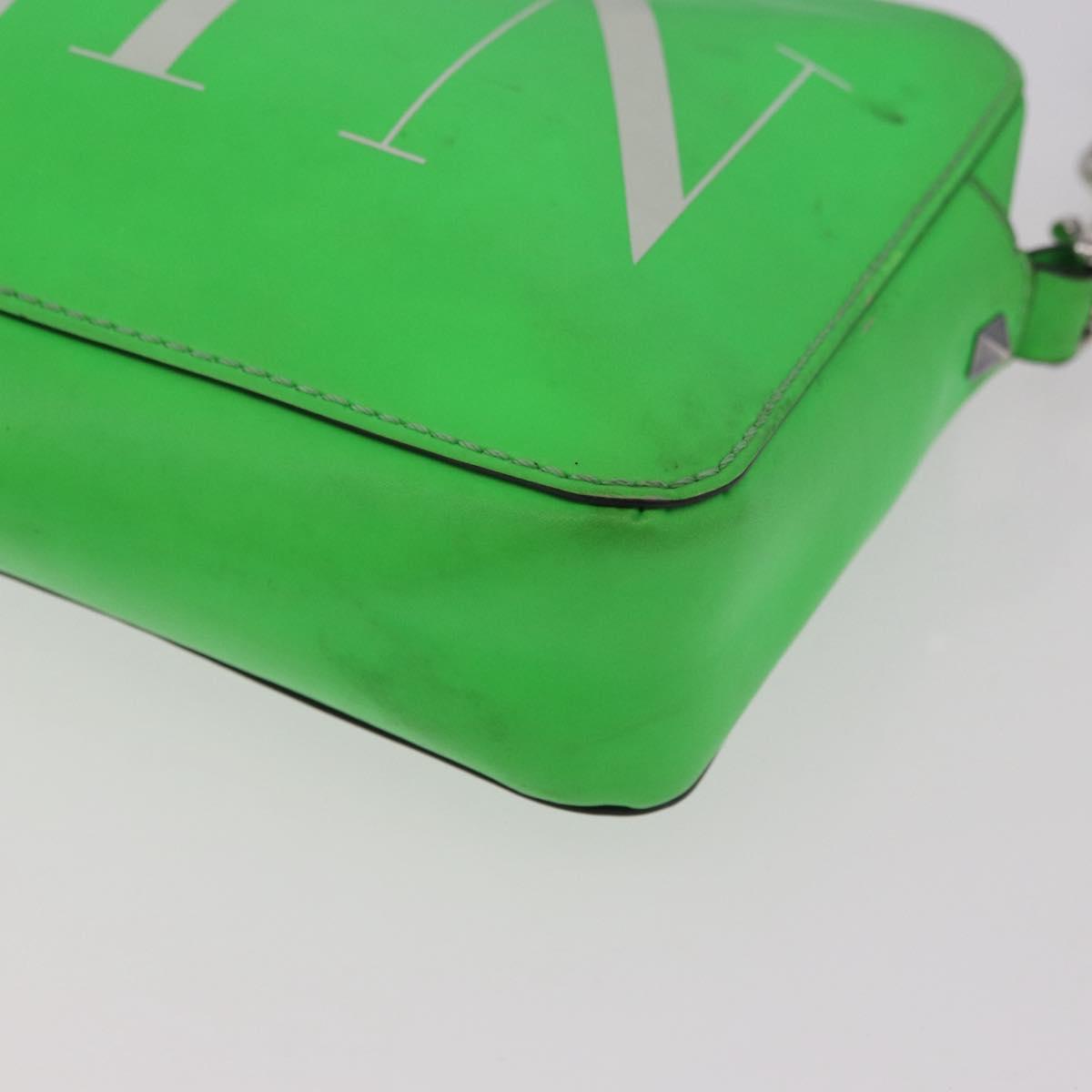 VALENTINO Shoulder Bag Leather Green Silver Auth bs35697