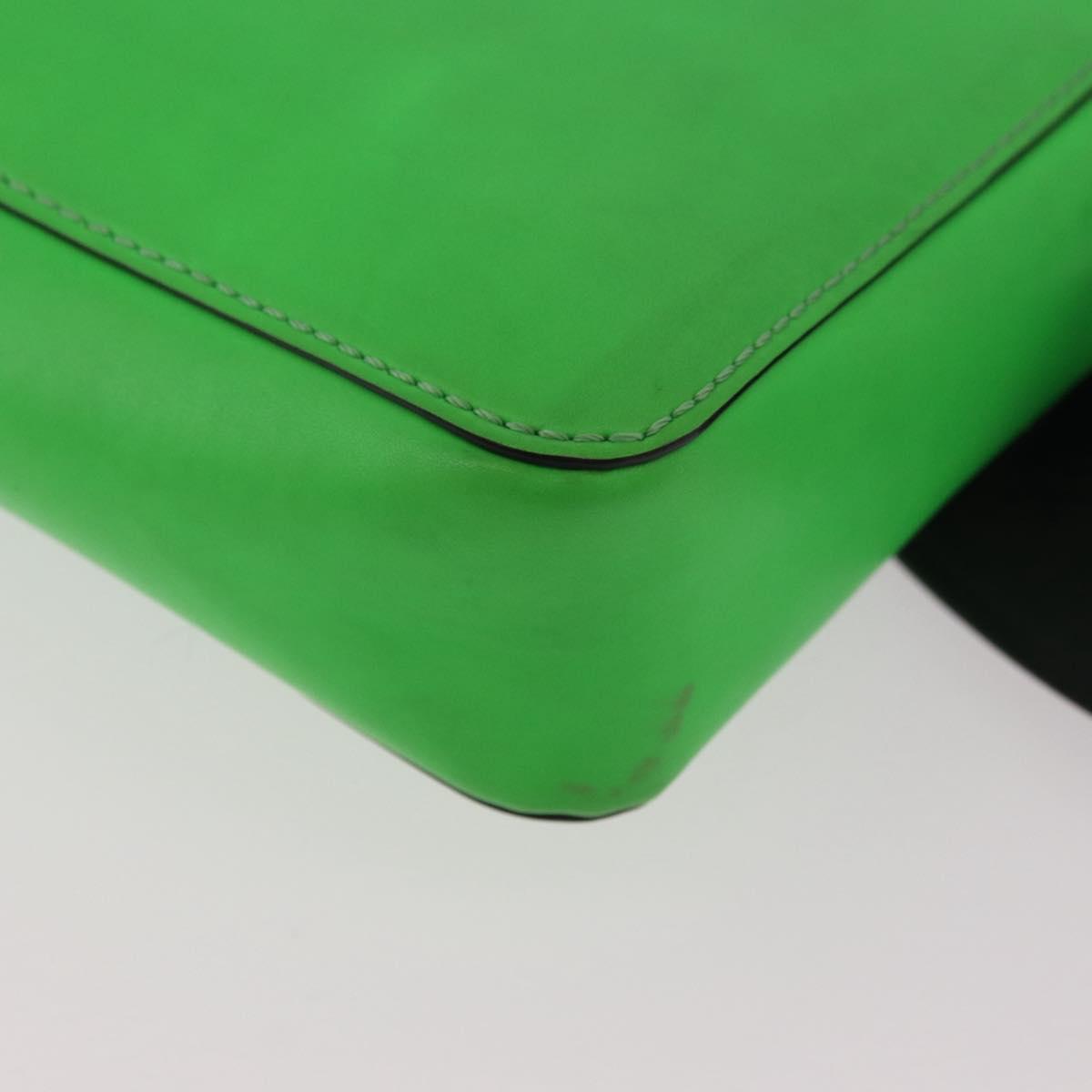 VALENTINO Shoulder Bag Leather Green Silver Auth bs35697