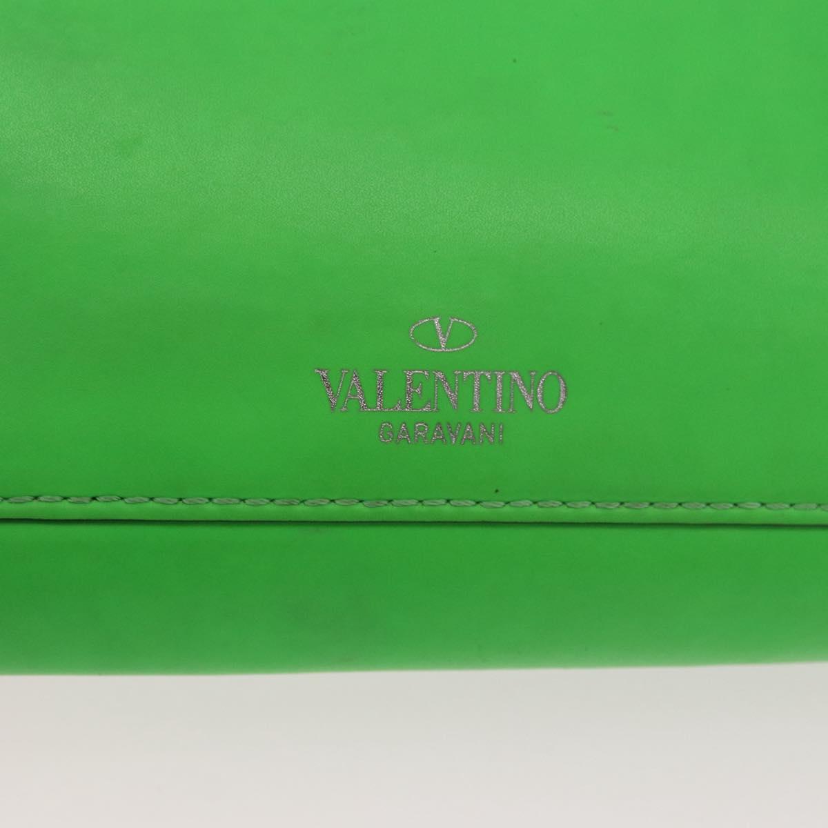 VALENTINO Shoulder Bag Leather Green Silver Auth bs35697