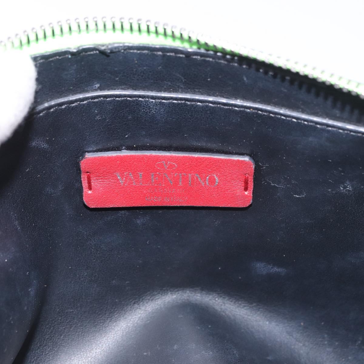 VALENTINO Shoulder Bag Leather Green Silver Auth bs35697