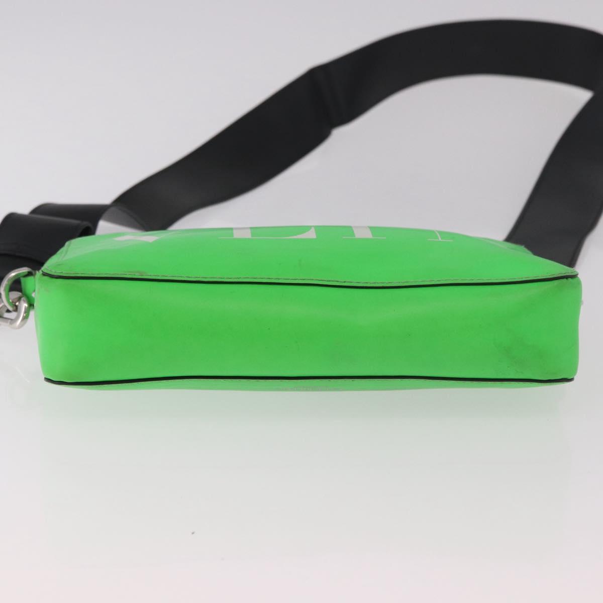 VALENTINO Shoulder Bag Leather Green Silver Auth bs35697