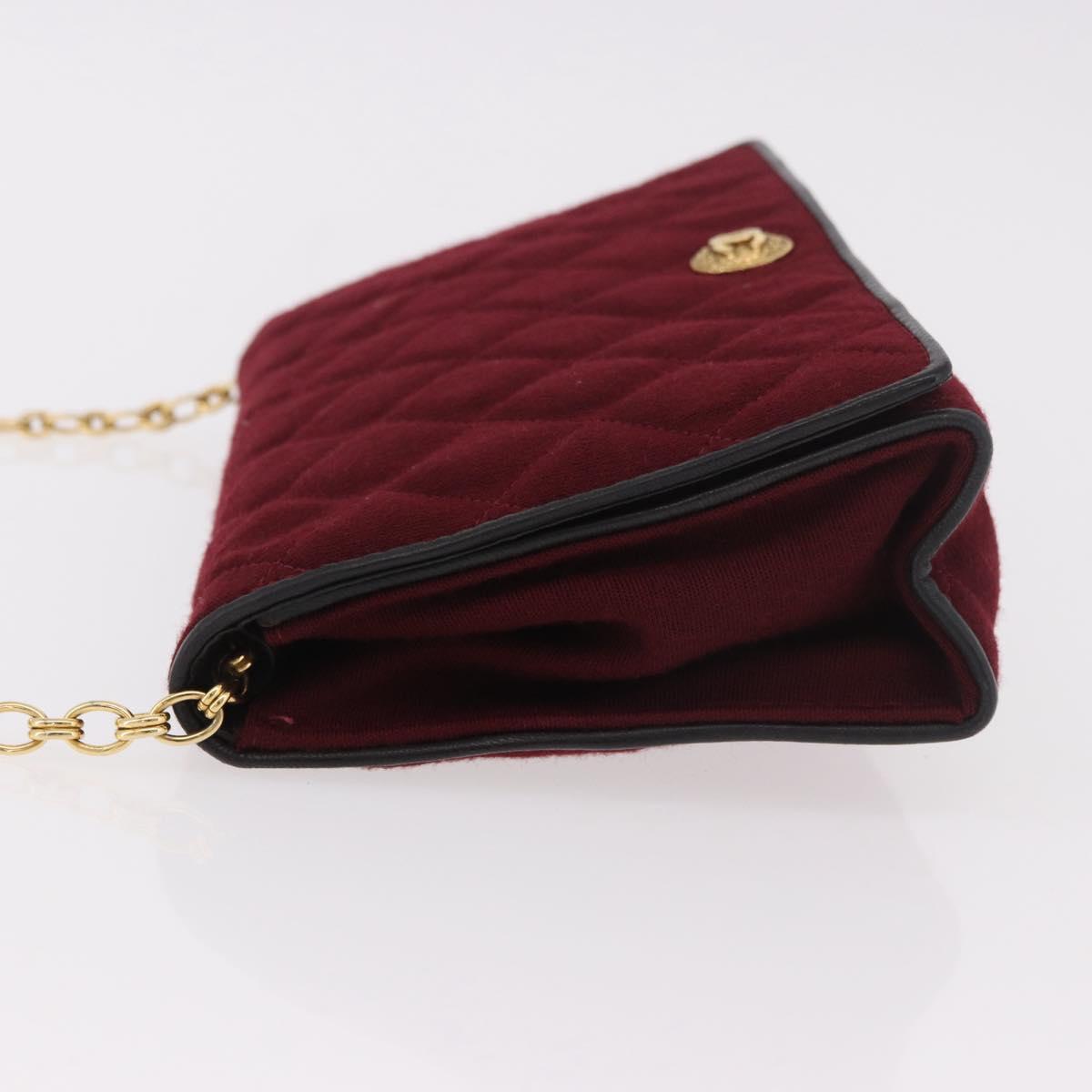 CHANEL Matelasse Chain Shoulder Bag Canvas Bordeaux Gold CC Auth bs35698A