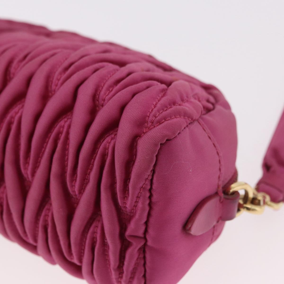 Miu Miu Matelasse Pouch Nylon Pink Gold Auth bs35700