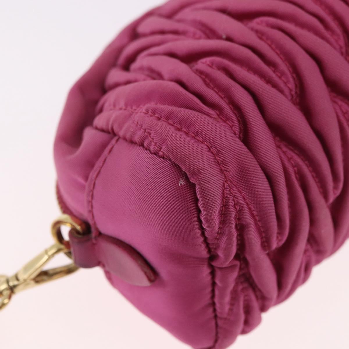 Miu Miu Matelasse Pouch Nylon Pink Gold Auth bs35700