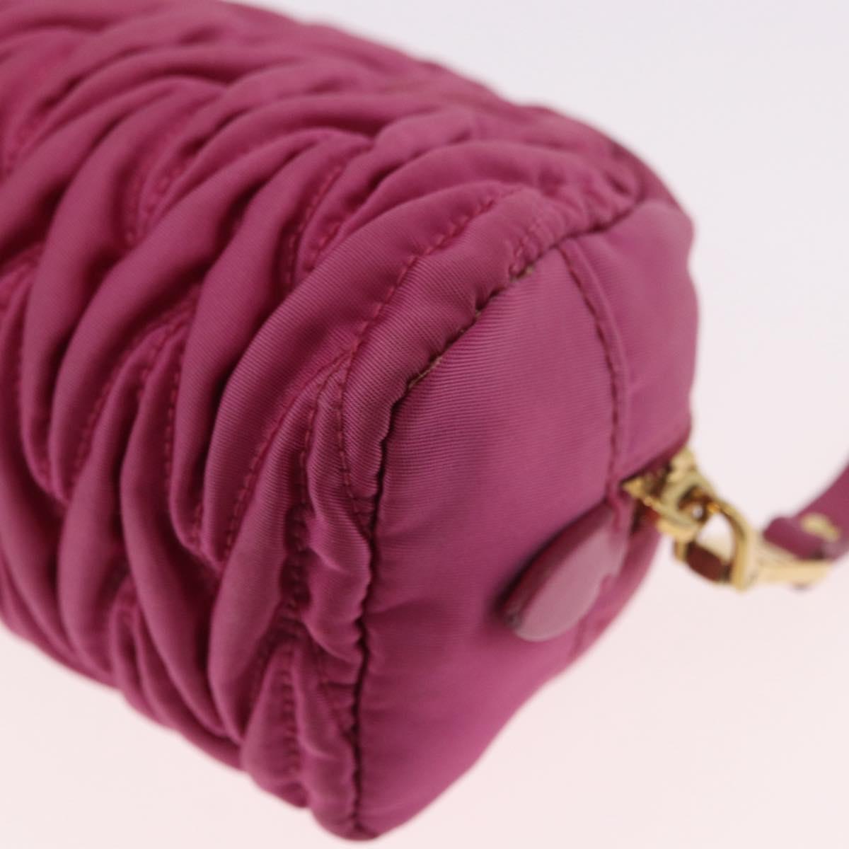 Miu Miu Matelasse Pouch Nylon Pink Gold Auth bs35700
