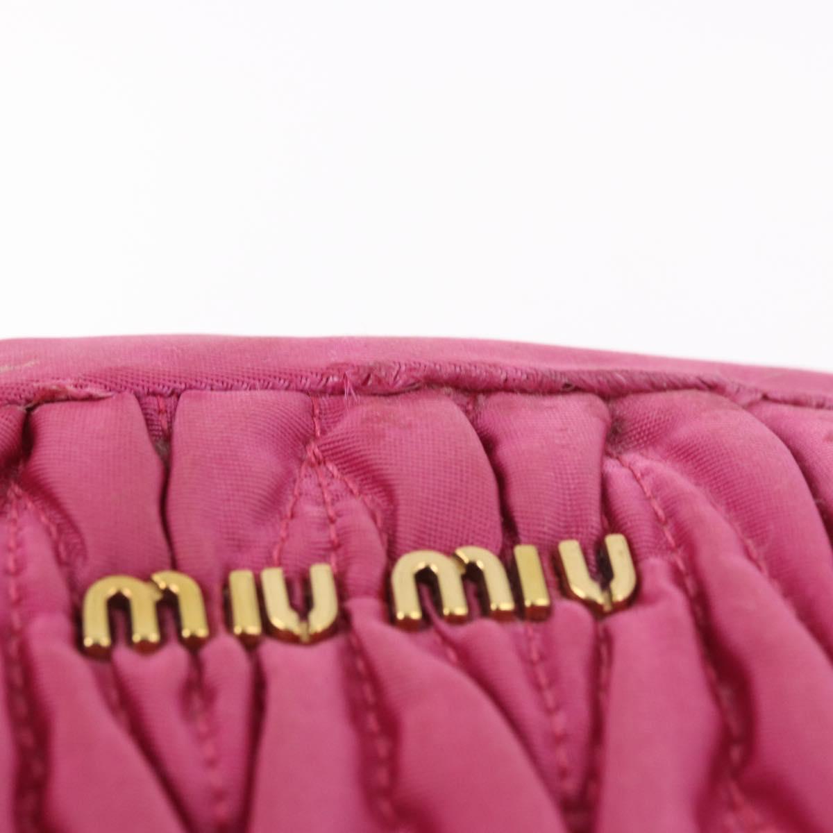 Miu Miu Matelasse Pouch Nylon Pink Gold Auth bs35700