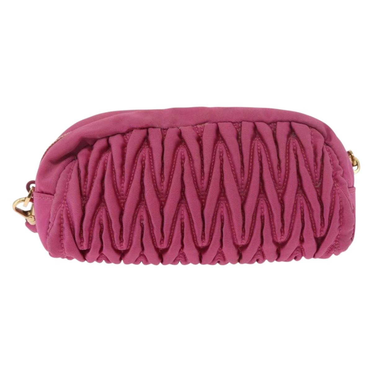 Miu Miu Matelasse Pouch Nylon Pink Gold Auth bs35700