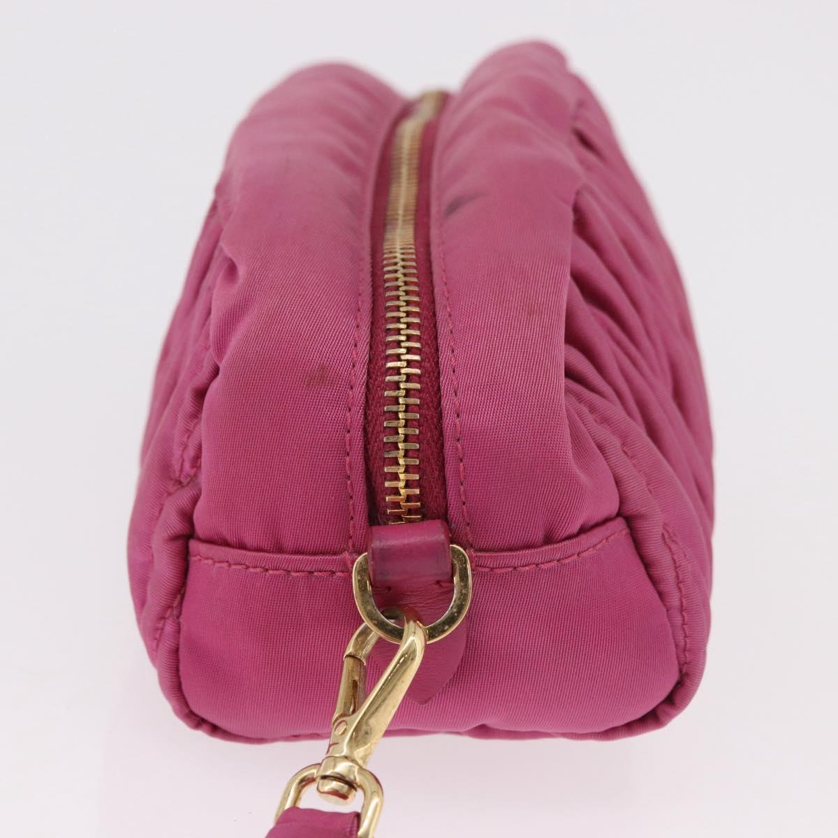 Miu Miu Matelasse Pouch Nylon Pink Gold Auth bs35700