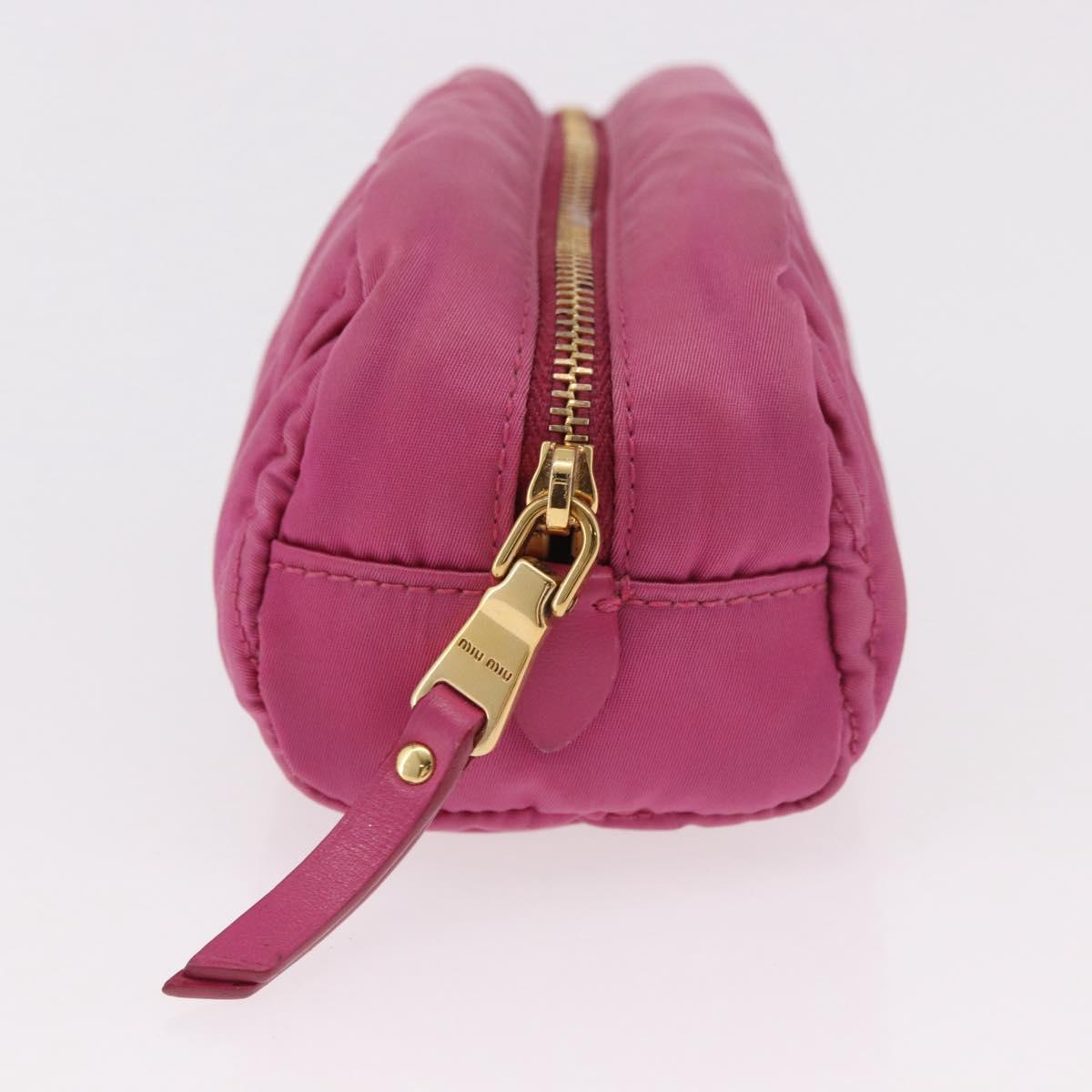 Miu Miu Matelasse Pouch Nylon Pink Gold Auth bs35700