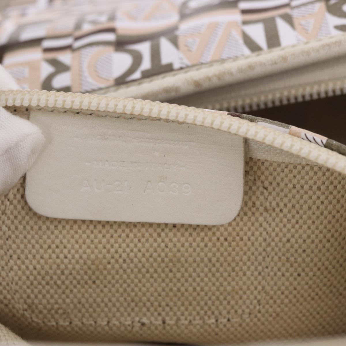 Salvatore Ferragamo Hand Bag PVC Leather White Silver Auth bs35706
