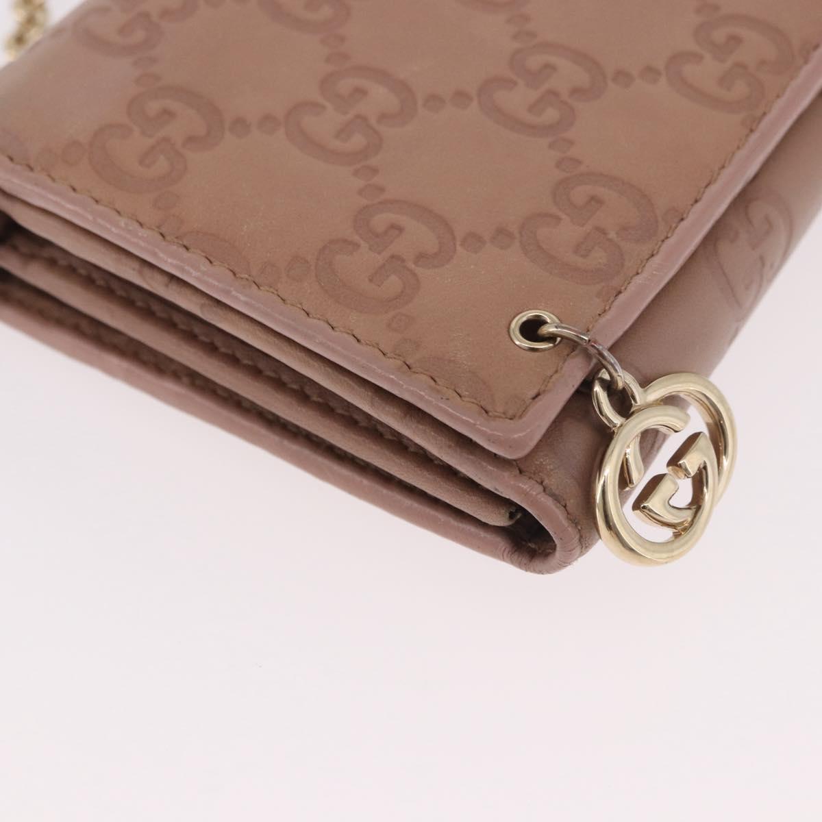 GUCCI GG Canvas Guccissima Chain Wallet Leather Beige Gold 224262 Auth bs35707