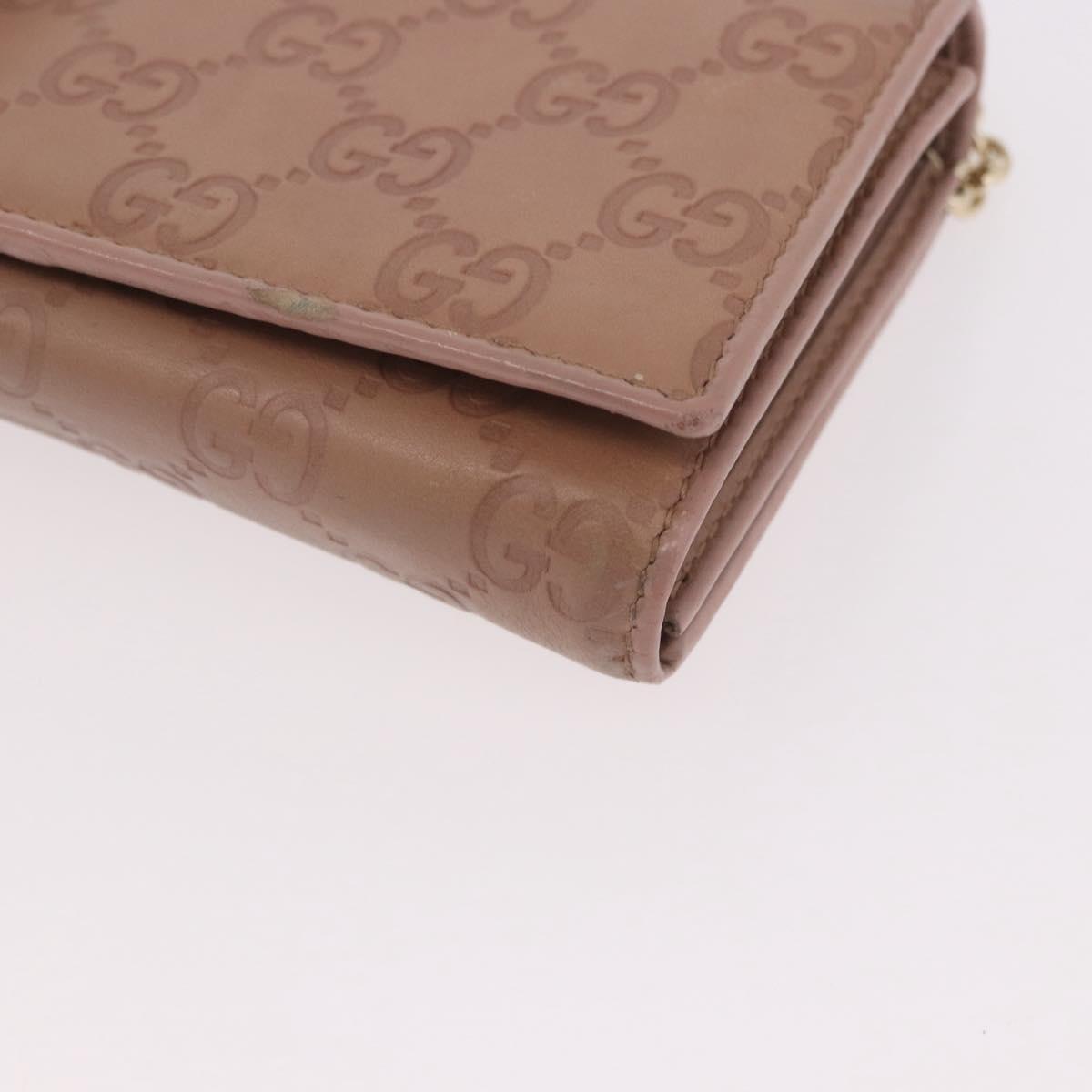 GUCCI GG Canvas Guccissima Chain Wallet Leather Beige Gold 224262 Auth bs35707