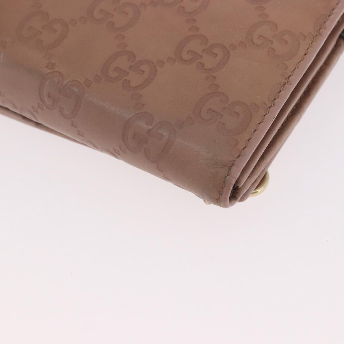 GUCCI GG Canvas Guccissima Chain Wallet Leather Beige Gold 224262 Auth bs35707