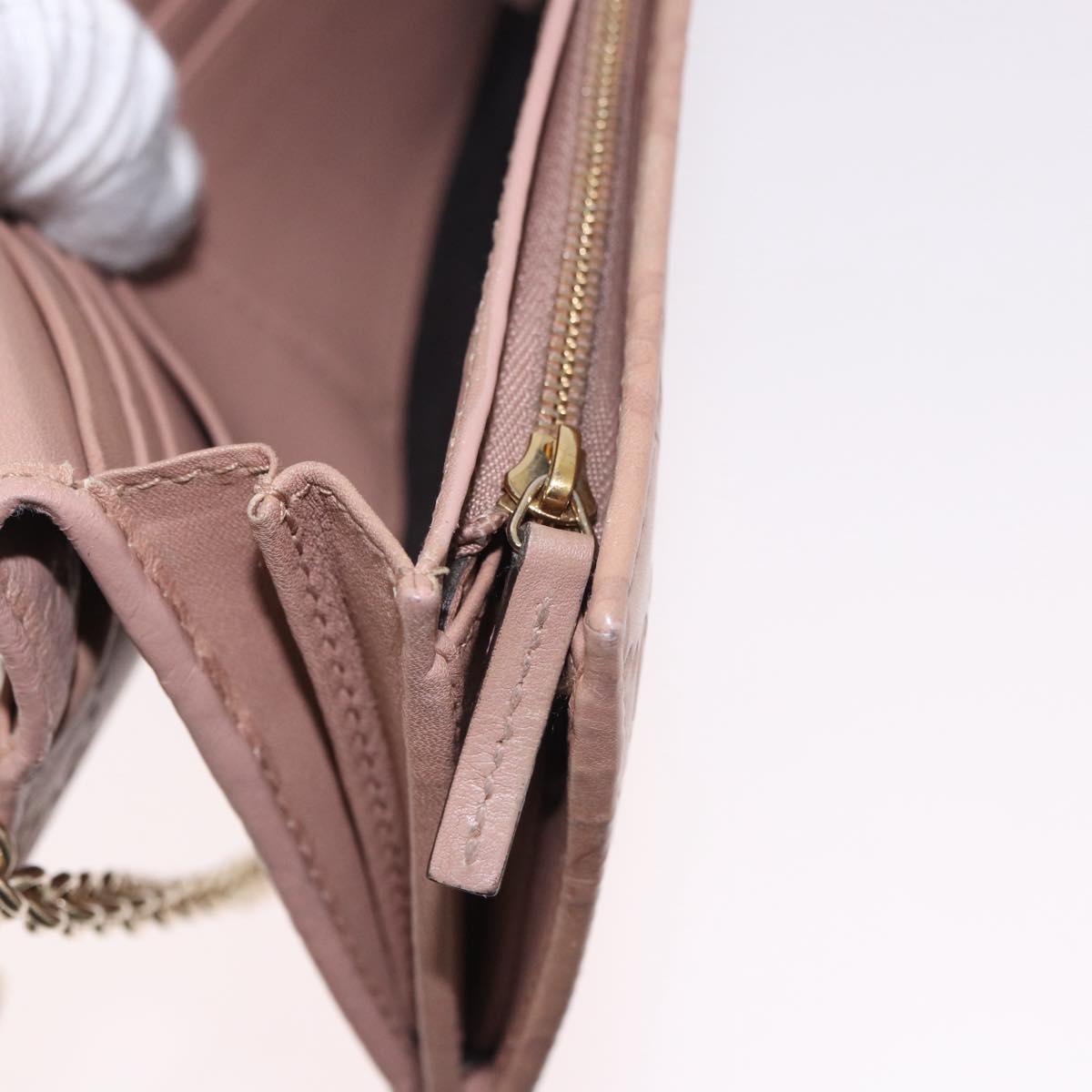GUCCI GG Canvas Guccissima Chain Wallet Leather Beige Gold 224262 Auth bs35707