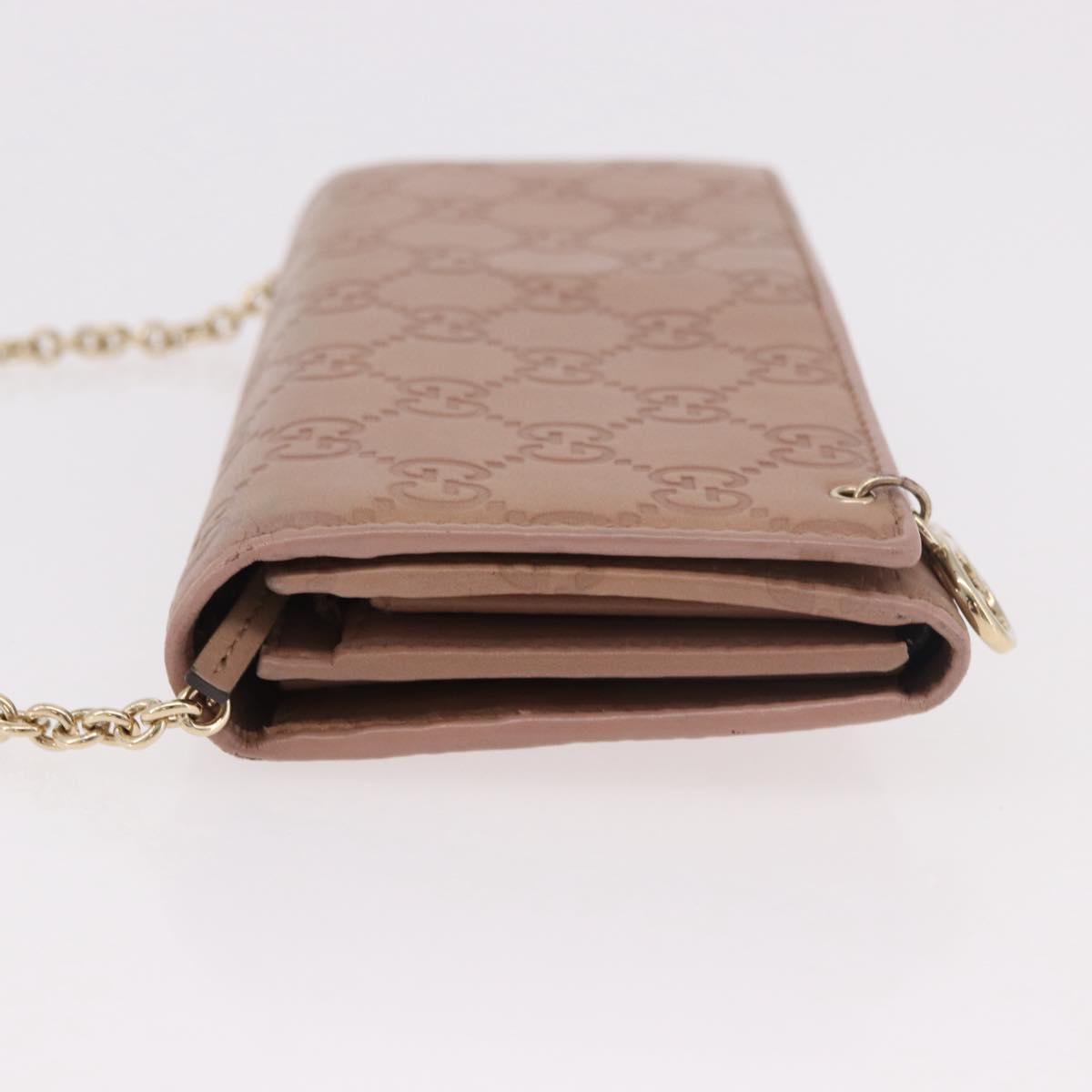 GUCCI GG Canvas Guccissima Chain Wallet Leather Beige Gold 224262 Auth bs35707