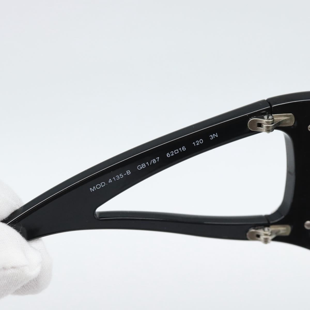 VERSACE Sunglasses Plastic Black Silver Auth bs35712