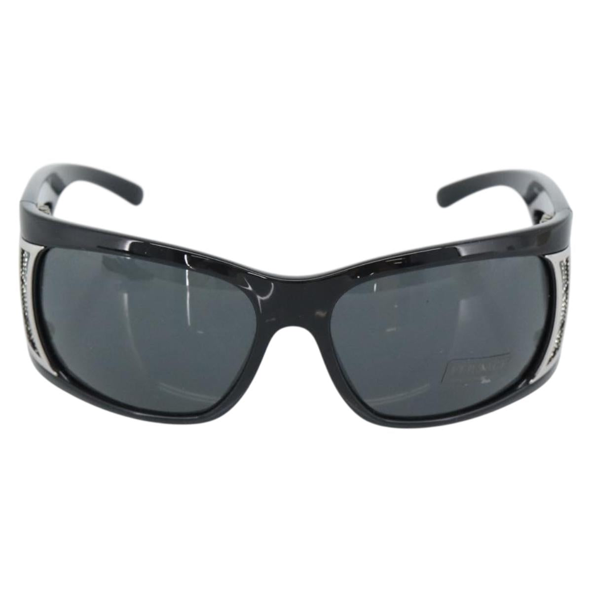 VERSACE Sunglasses Plastic Black Silver Auth bs35712