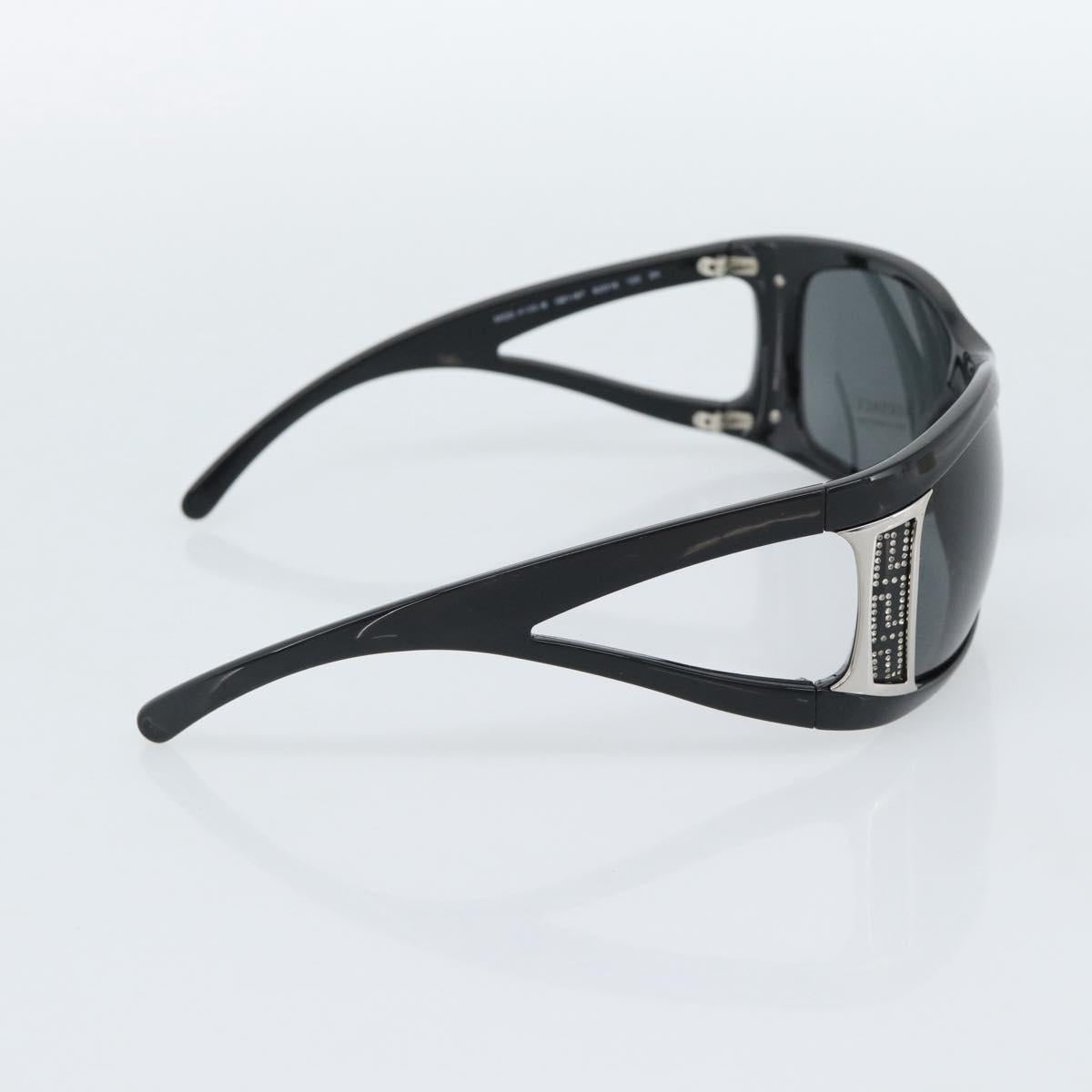 VERSACE Sunglasses Plastic Black Silver Auth bs35712