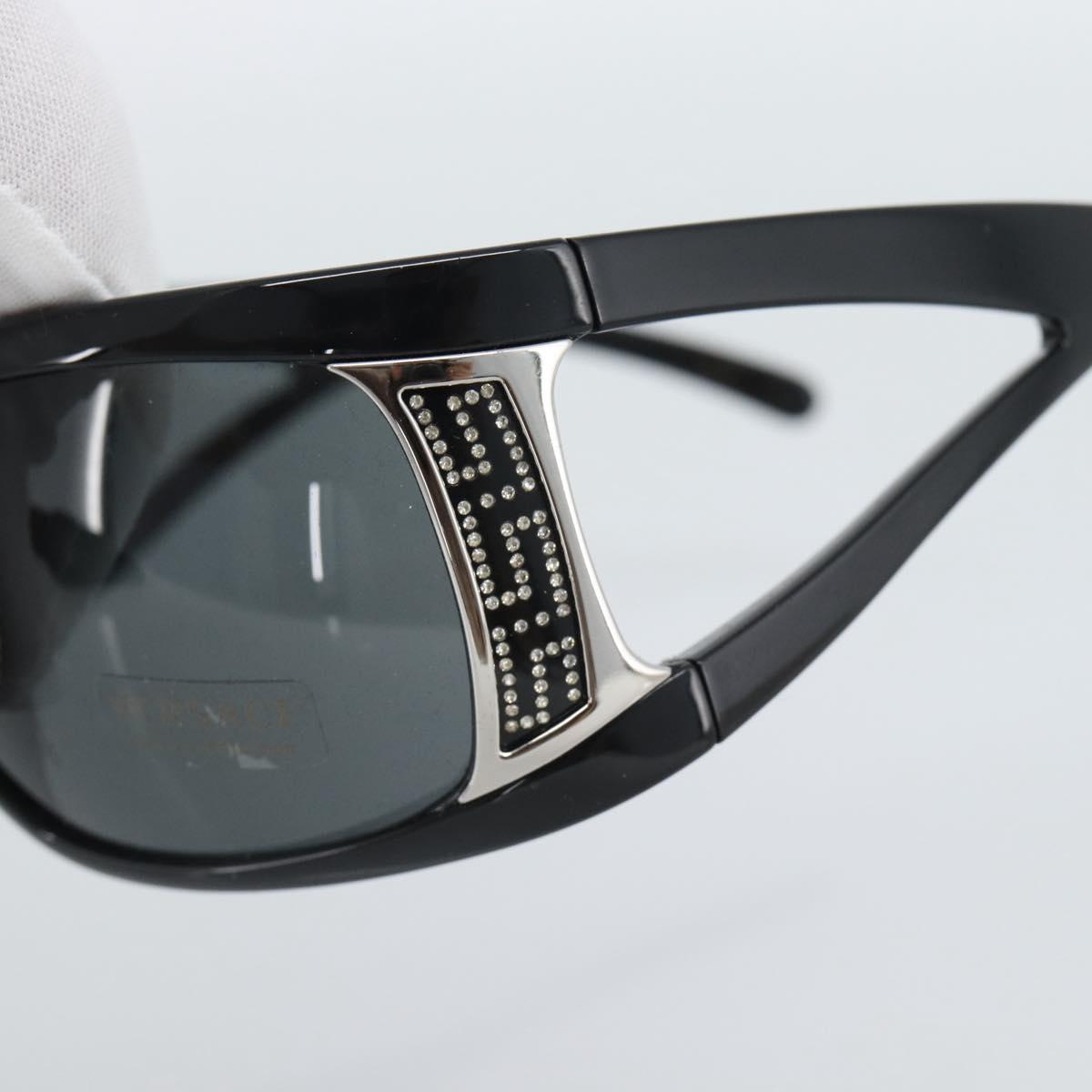 VERSACE Sunglasses Plastic Black Silver Auth bs35712