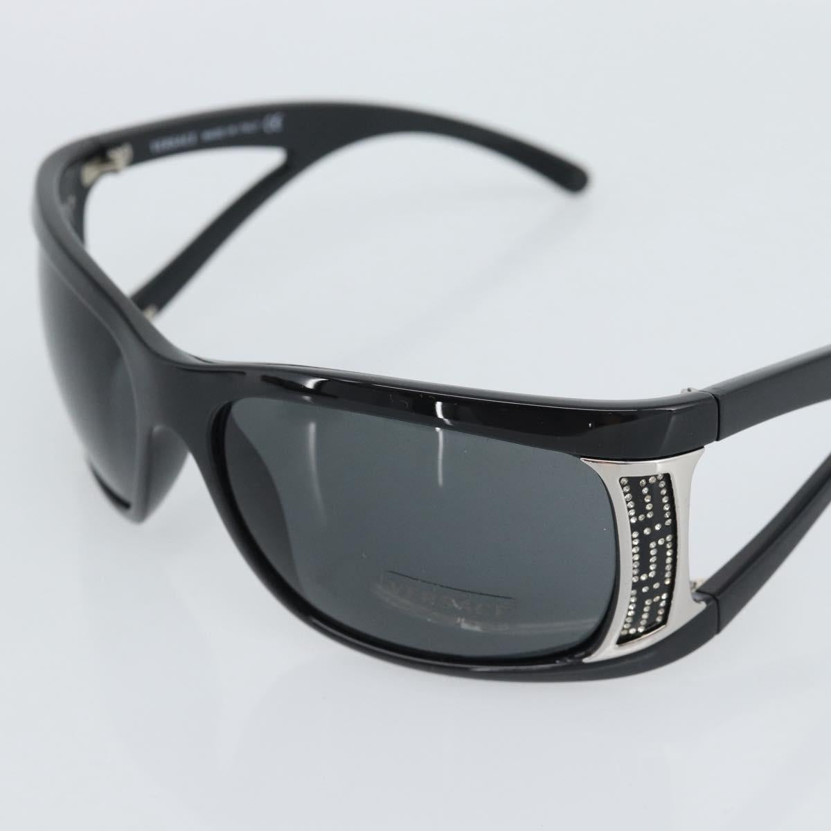 VERSACE Sunglasses Plastic Black Silver Auth bs35712