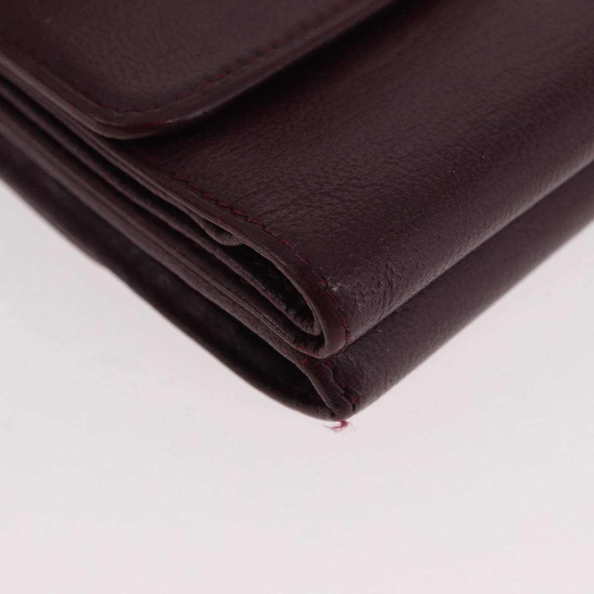 CHANEL Trifold Wallet Leather Bordeaux Gold CC Auth bs35714