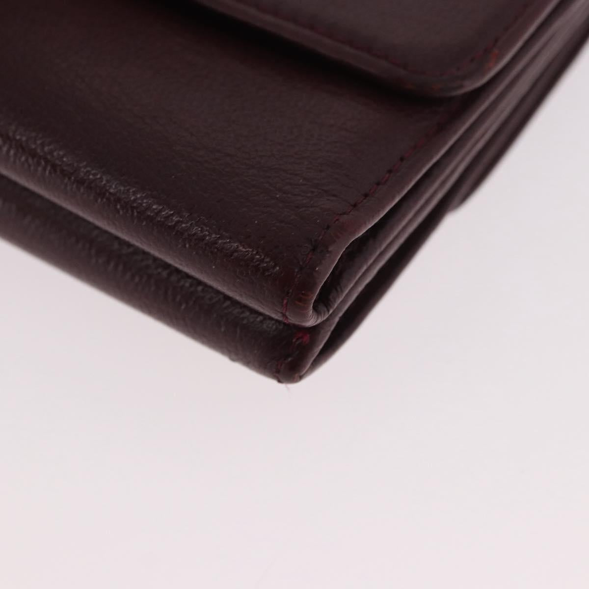 CHANEL Trifold Wallet Leather Bordeaux Gold CC Auth bs35714