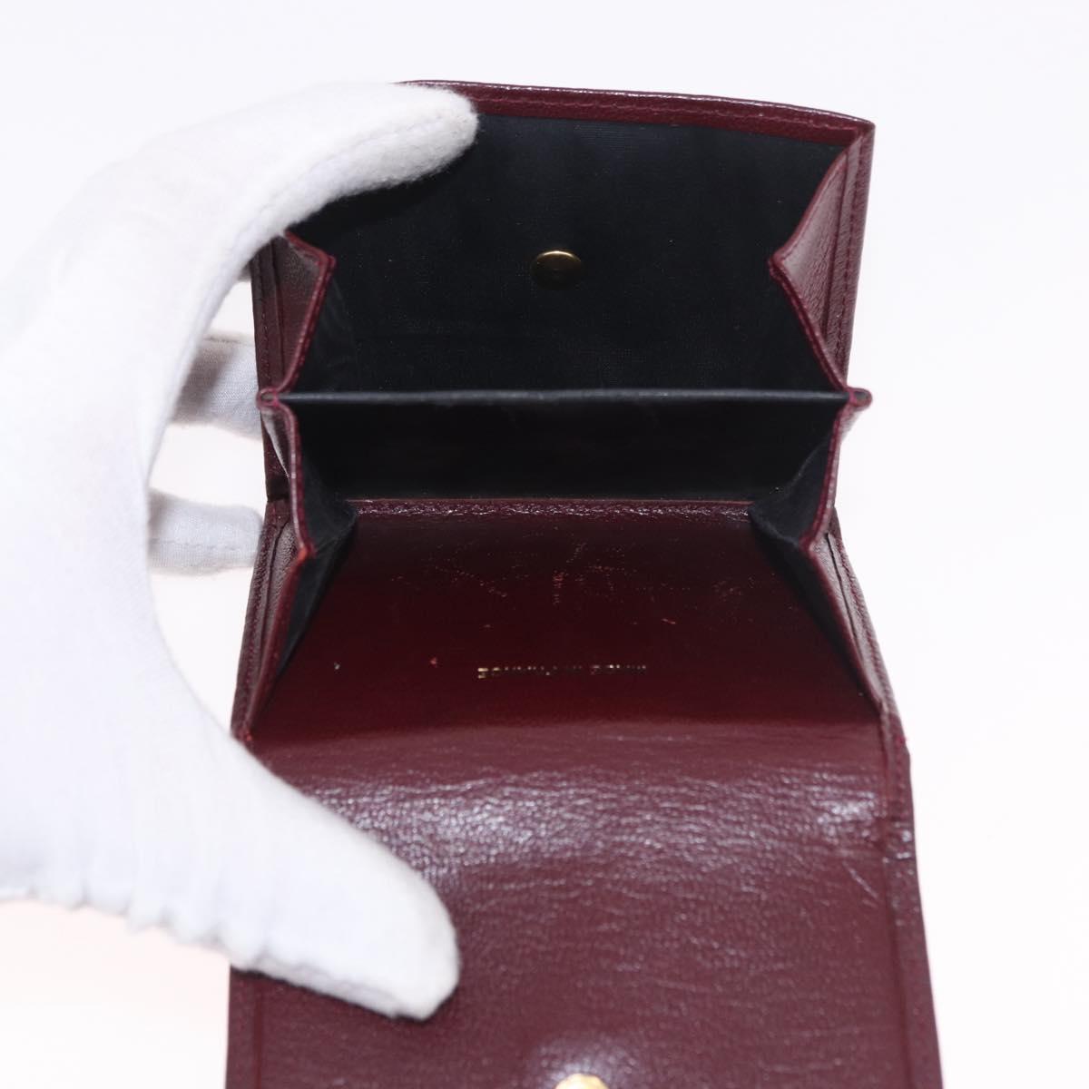 CHANEL Trifold Wallet Leather Bordeaux Gold CC Auth bs35714