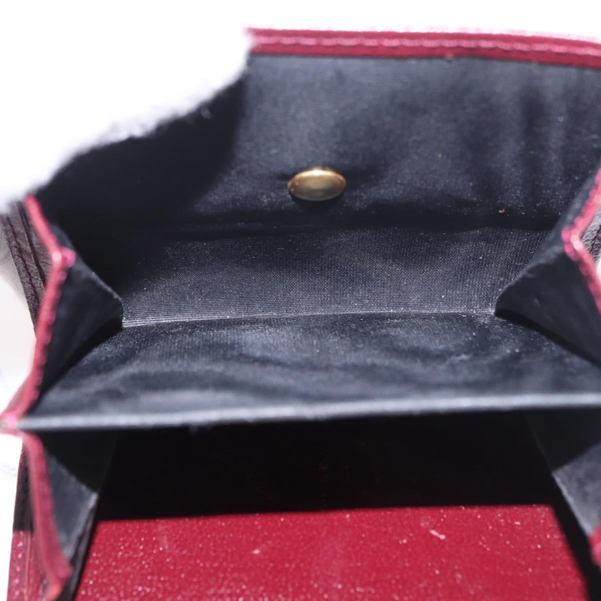 CHANEL Trifold Wallet Leather Bordeaux Gold CC Auth bs35714
