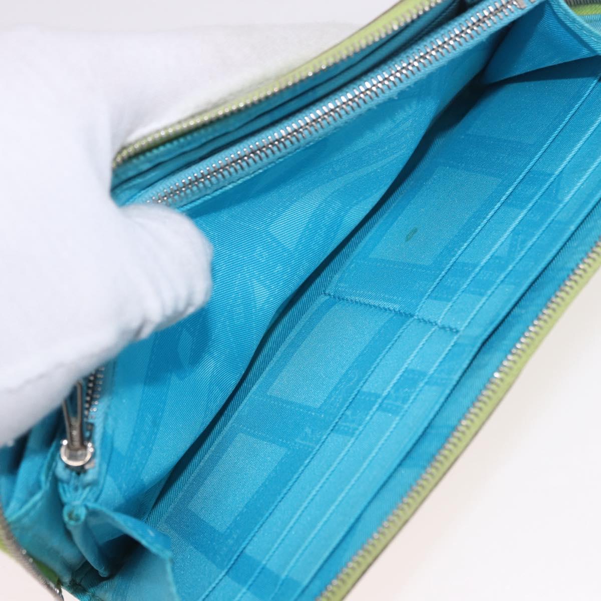 HERMES Azap Long Silk In Long Wallet Leather Green Silver Auth bs35717