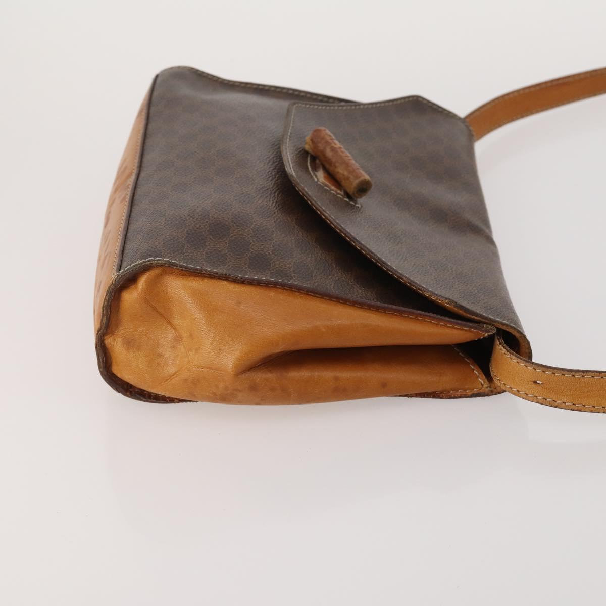 CELINE Macadam Canvas Shoulder Bag PVC Leather 4 Set 2way Brown Auth bs35722