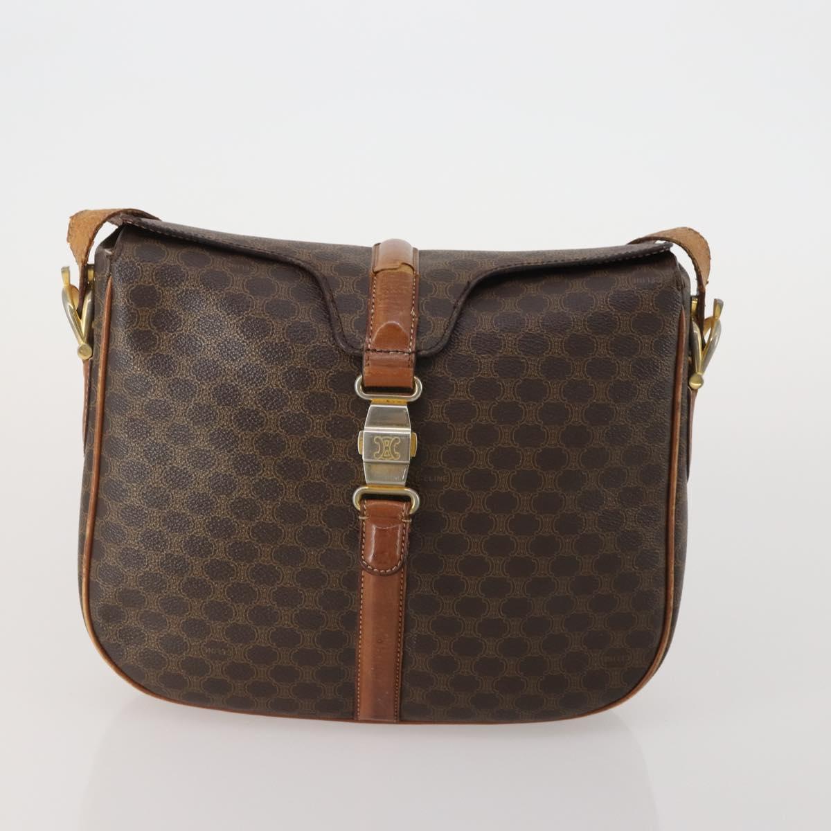 CELINE Macadam Canvas Shoulder Bag PVC Leather 4 Set 2way Brown Auth bs35722