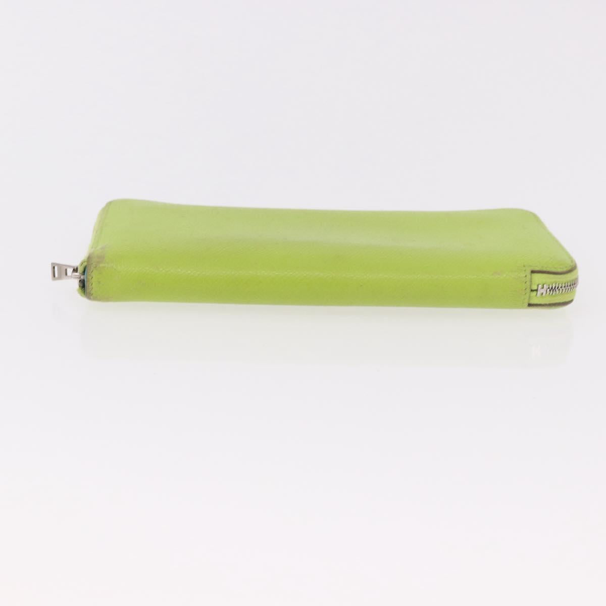 HERMES Azap Long Wallet Leather 2 Set Pink Green Auth bs35723