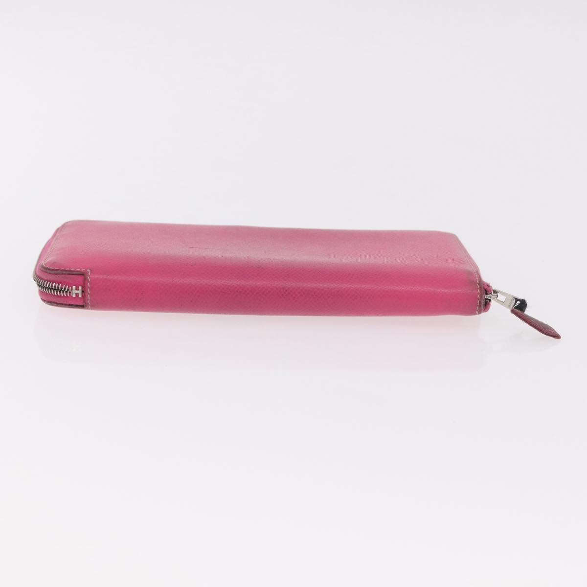 HERMES Azap Long Wallet Leather 2 Set Pink Green Auth bs35723