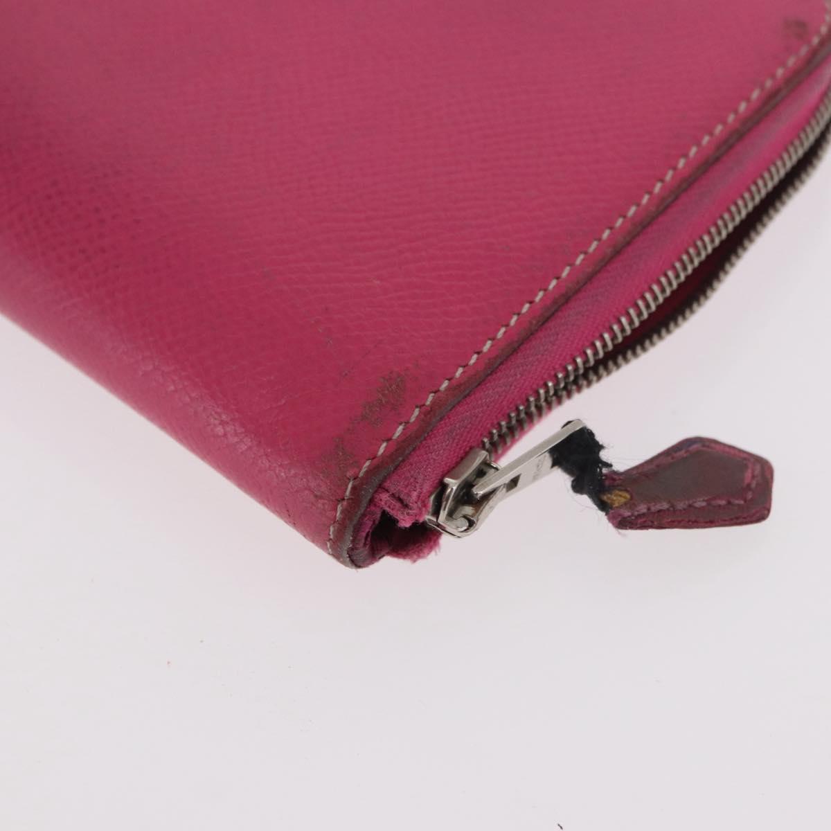 HERMES Azap Long Wallet Leather 2 Set Pink Green Auth bs35723