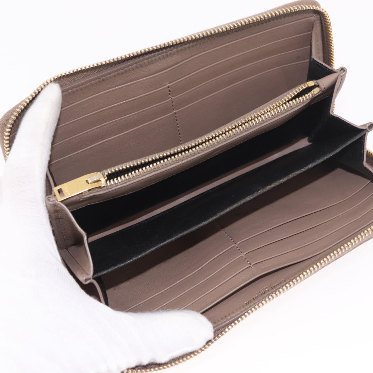 SAINT LAURENT Long Wallet Leather Brown Gold Auth bs35724
