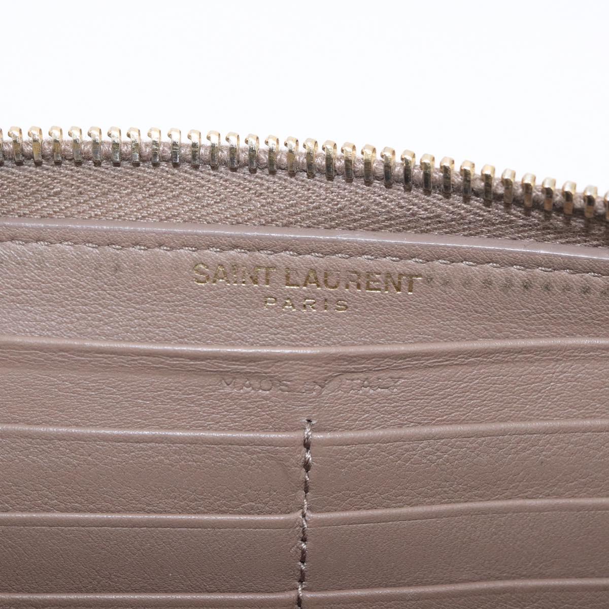SAINT LAURENT Long Wallet Leather Brown Gold Auth bs35724
