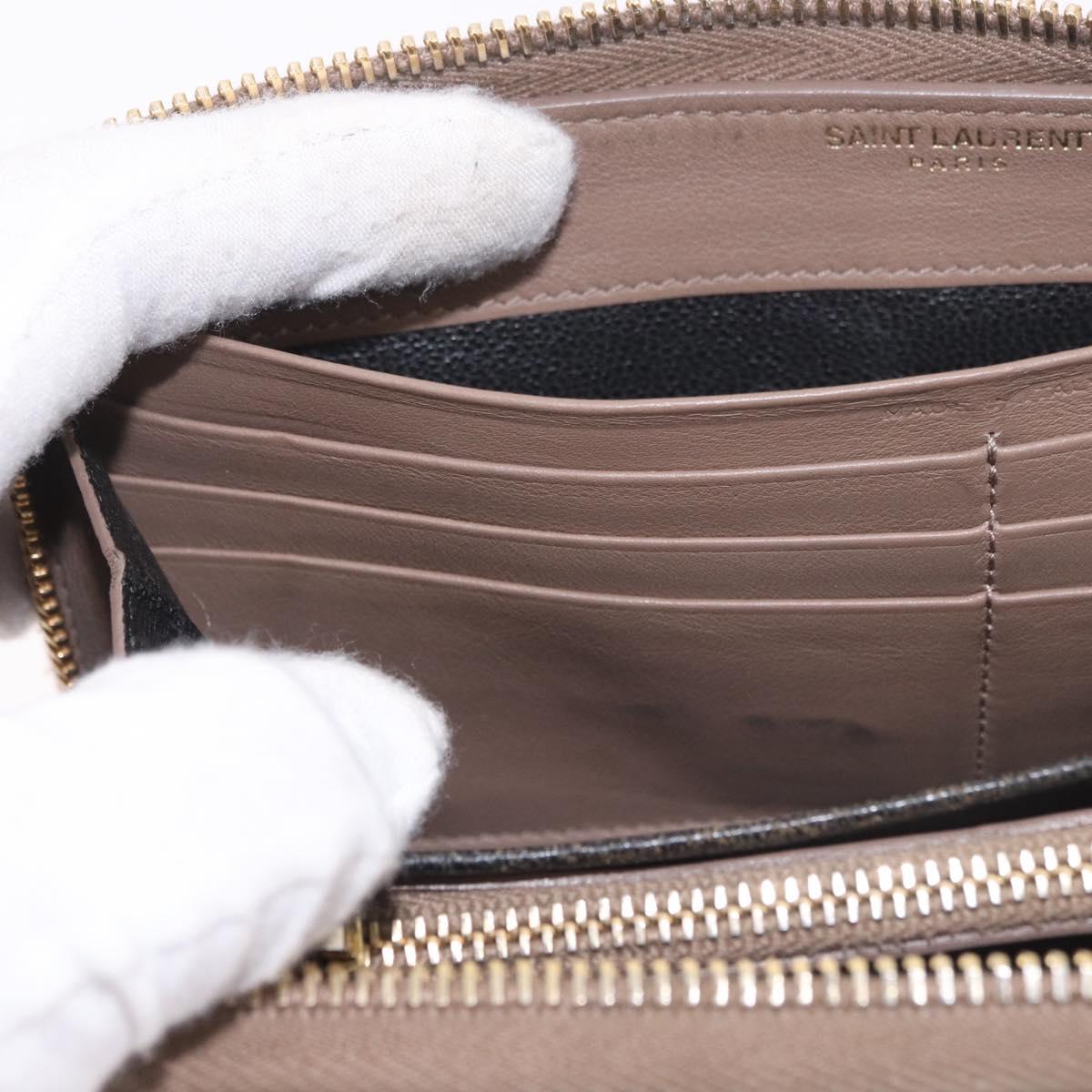 SAINT LAURENT Long Wallet Leather Brown Gold Auth bs35724