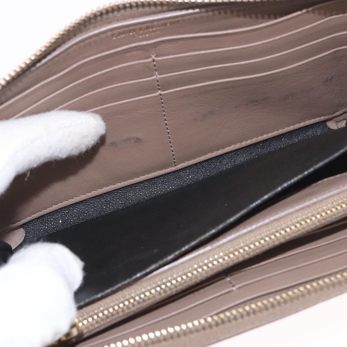 SAINT LAURENT Long Wallet Leather Brown Gold Auth bs35724