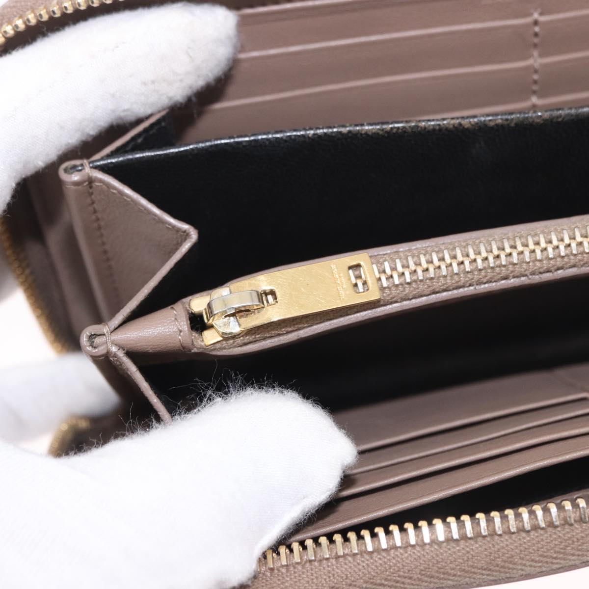 SAINT LAURENT Long Wallet Leather Brown Gold Auth bs35724