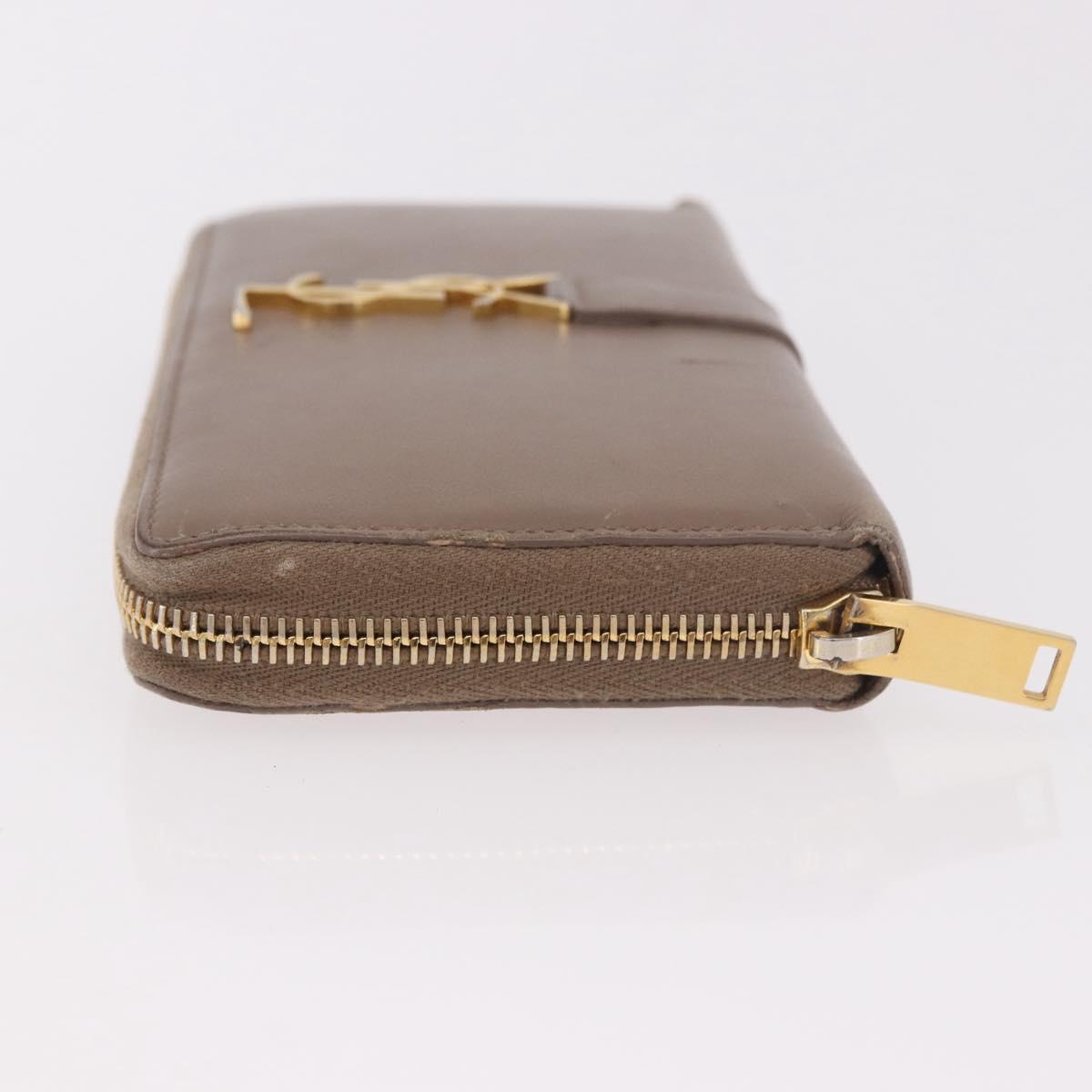 SAINT LAURENT Long Wallet Leather Brown Gold Auth bs35724
