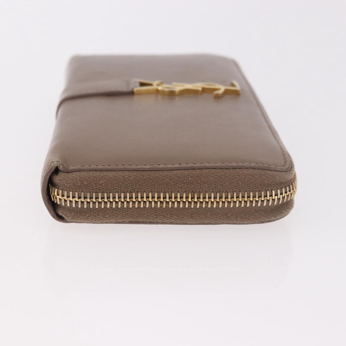 SAINT LAURENT Long Wallet Leather Brown Gold Auth bs35724