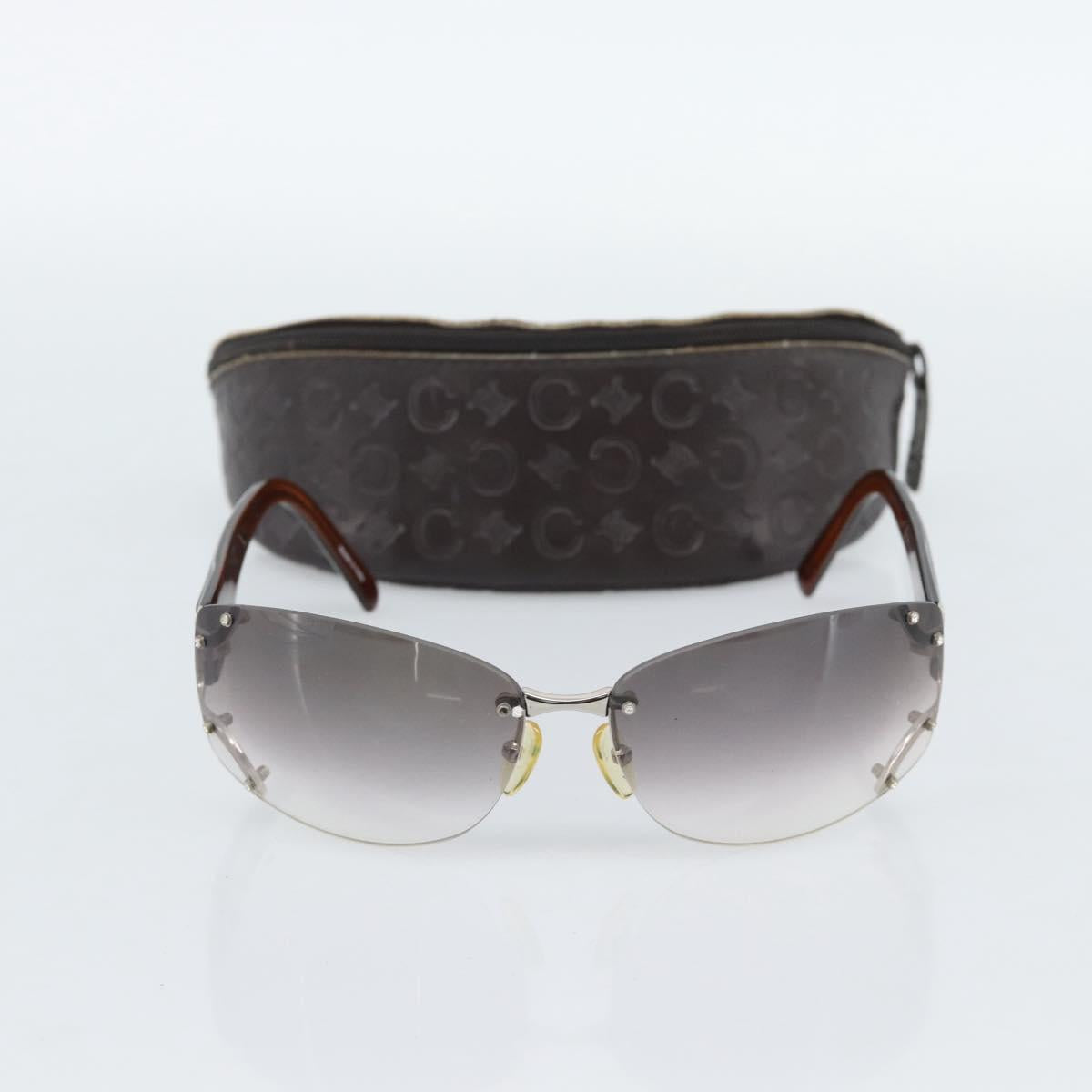CELINE Rimless Sunglasses Plastic Gray Silver Auth bs35727V