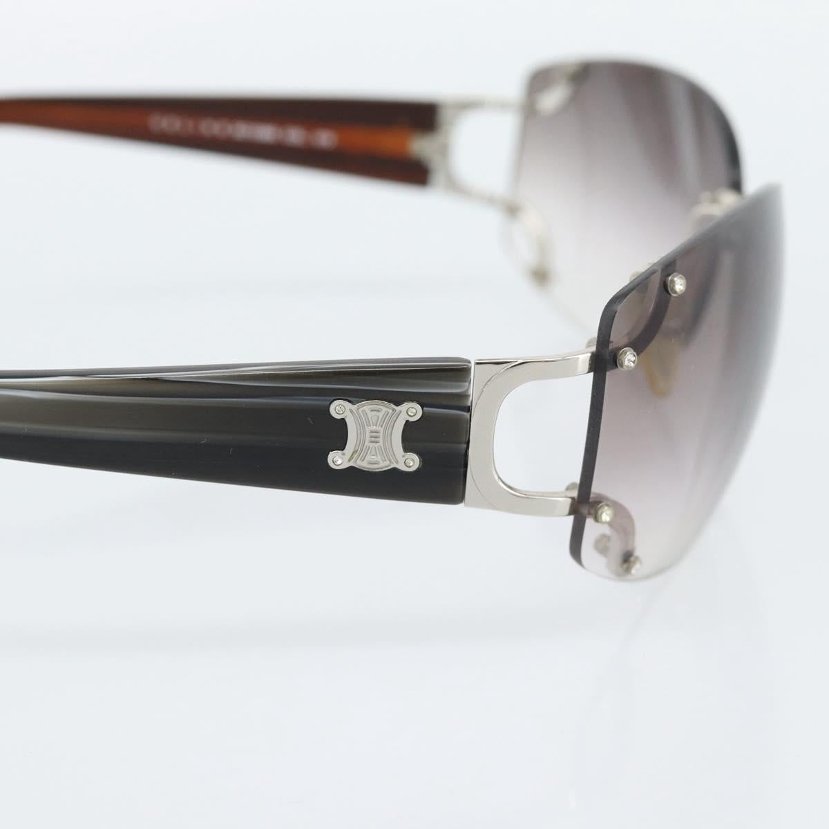 CELINE Rimless Sunglasses Plastic Gray Silver Auth bs35727V