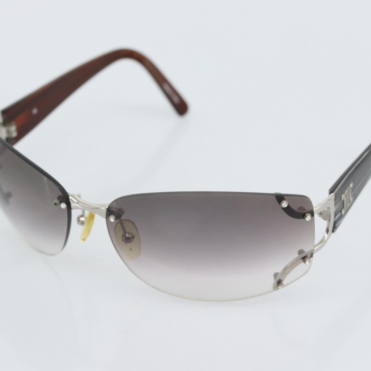 CELINE Rimless Sunglasses Plastic Gray Silver Auth bs35727V