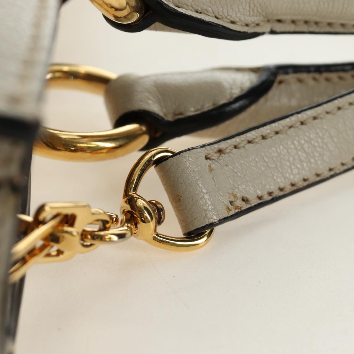 Miu Miu Hand Bag Leather 2way Beige Gold Auth bs35737V