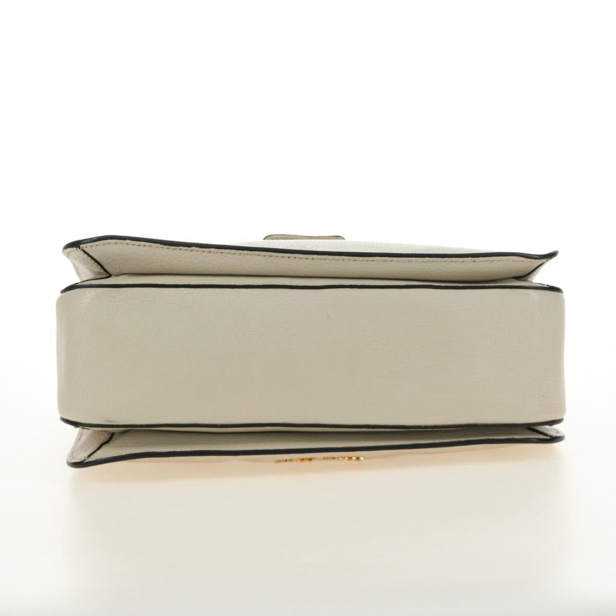 Miu Miu Hand Bag Leather 2way Beige Gold Auth bs35737V